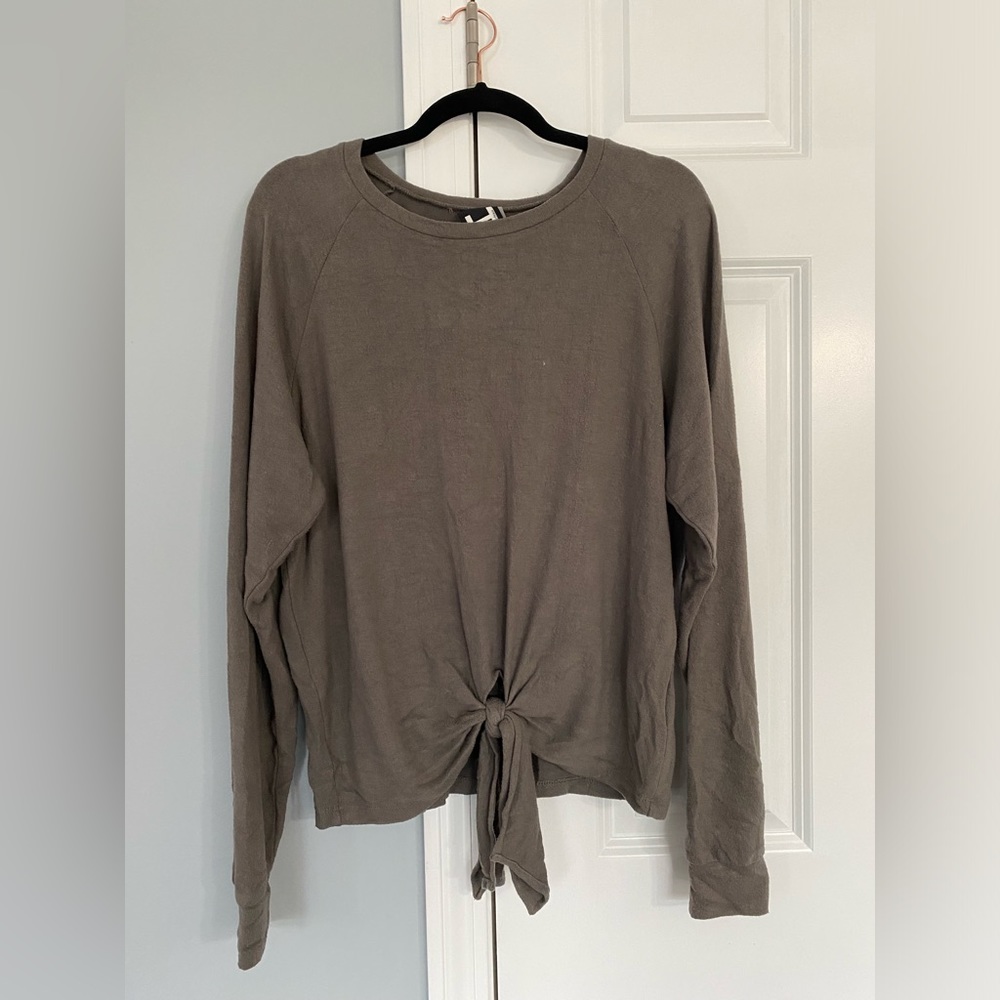 Tie Front Beige Sweater